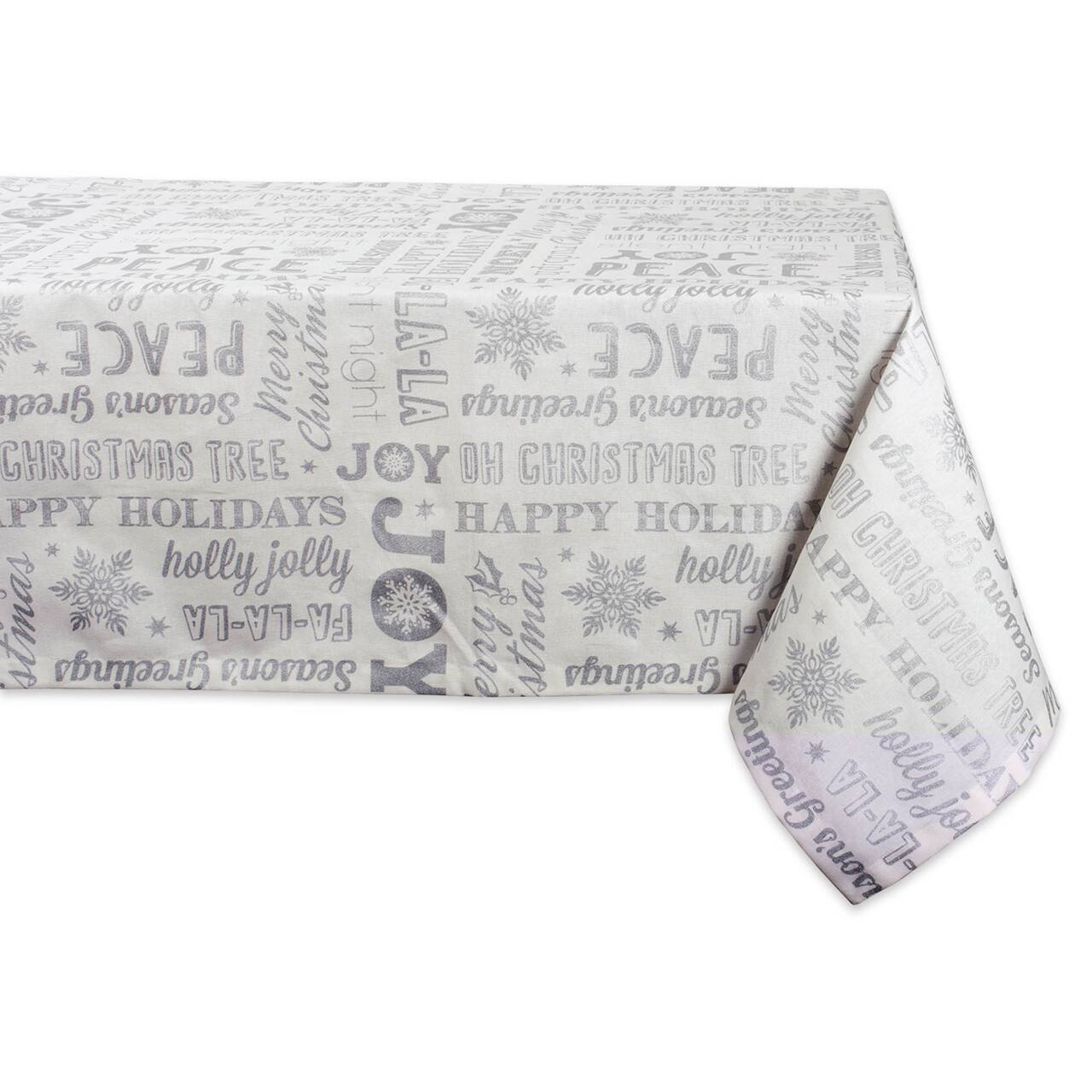 DII® Silver Christmas Collage Tablecloth